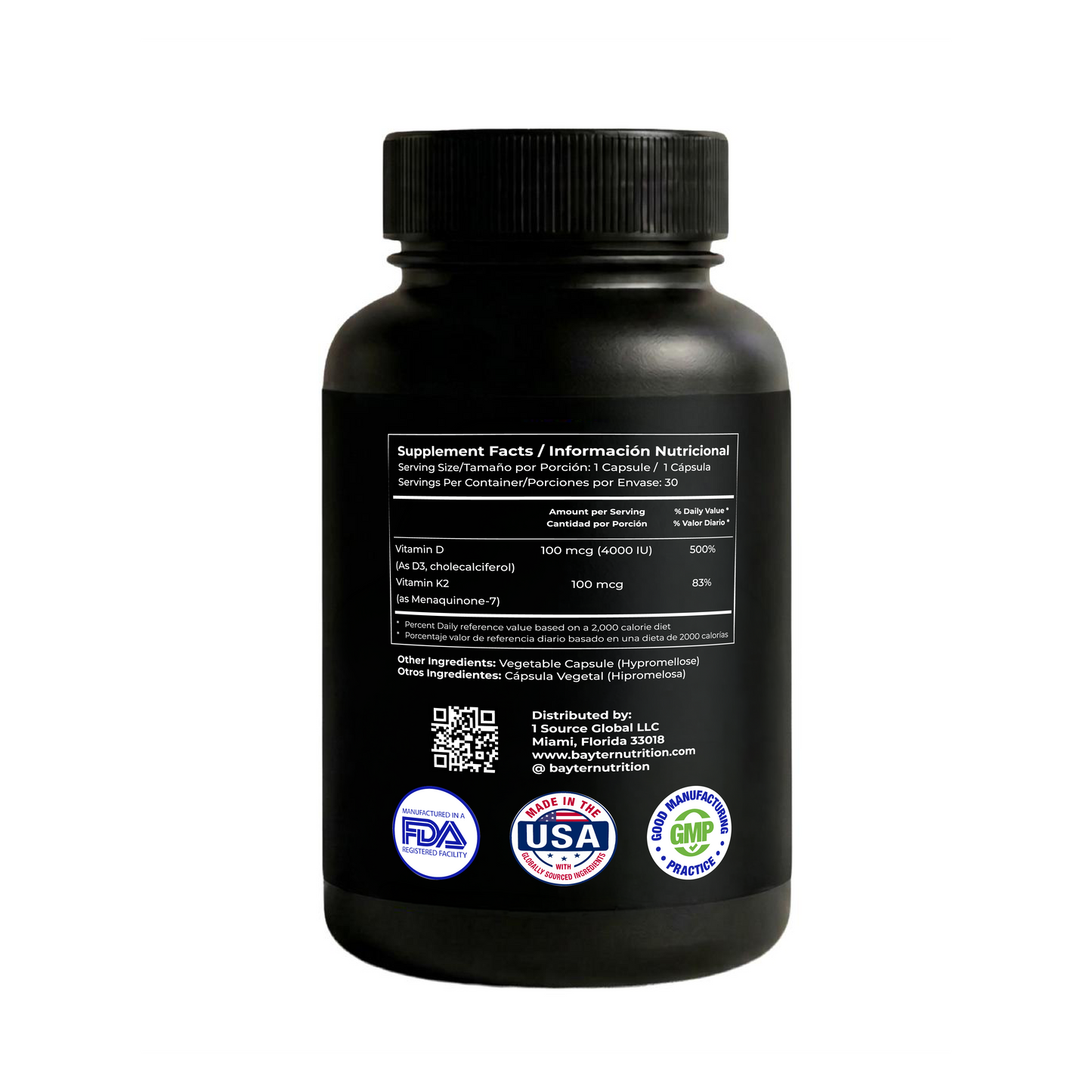 Vitamin D3+K2 (30 Capsules)
